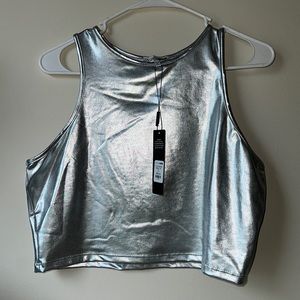 Silver & Blue Crop 2 tops